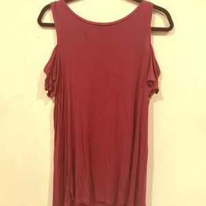 American Eagle Burgundy Off-the-Shoulder Top